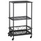 Black Alloy Steel Garage Rod Holder with 10-Rod Storage & Wheels